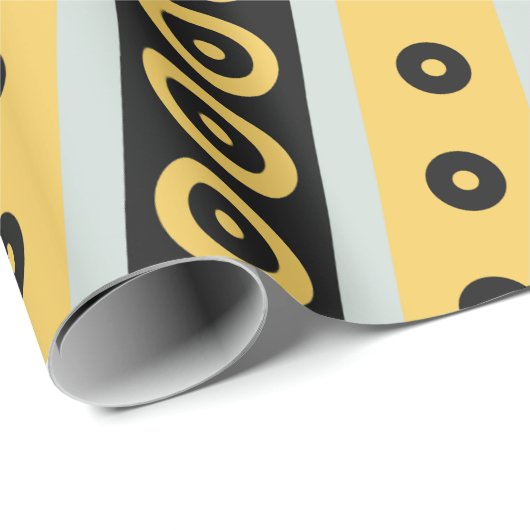 Cirkels Geel Zwart Minimaal Patroon Cadeaupapier (Rol Hoek)