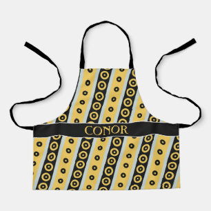 Cirkels Geel Zwart Minimaal Patroon Schort