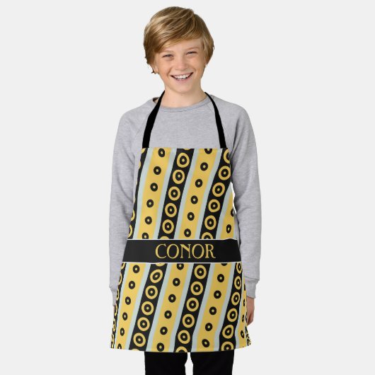 Cirkels Geel Zwart Minimaal Patroon Schort (Gedragen)