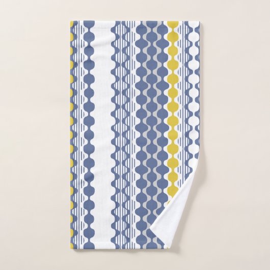 Cirkels, golven, lijnen, mosterdgeel, wit, blauw bad handdoek (Handdoek)