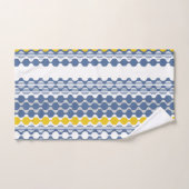 Cirkels, golven, lijnen, mosterdgeel, wit, blauw bad handdoek (Handdoek)