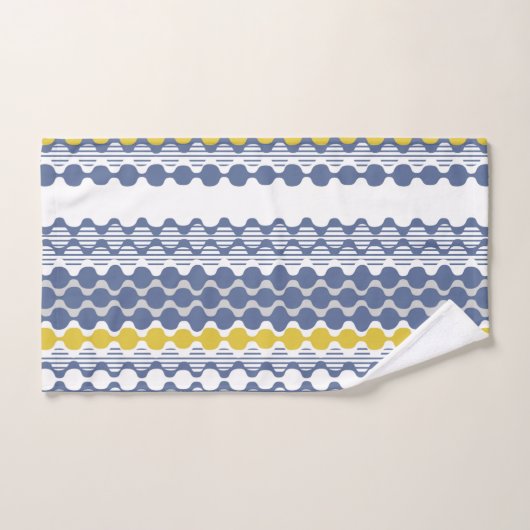 Cirkels, golven, lijnen, mosterdgeel, wit, blauw bad handdoek (Handdoek)