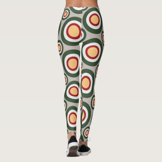 Cirkels Grijs Groen Minimaal Patroon Leggings (Achterkant)