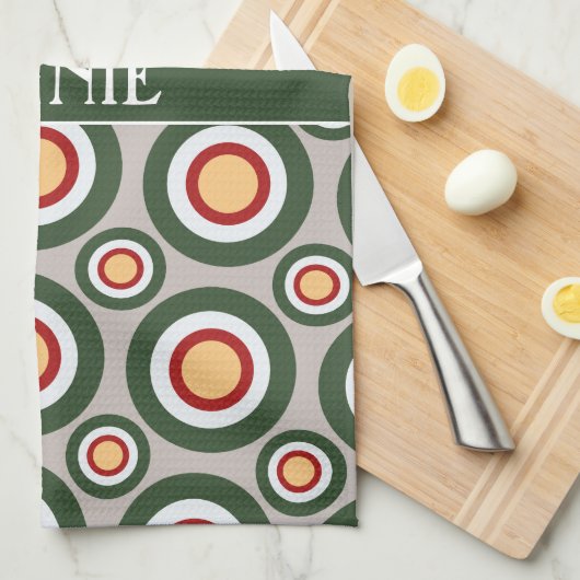 Cirkels Grijs Groen Minimaal Patroon Theedoek (Quarter Fold)