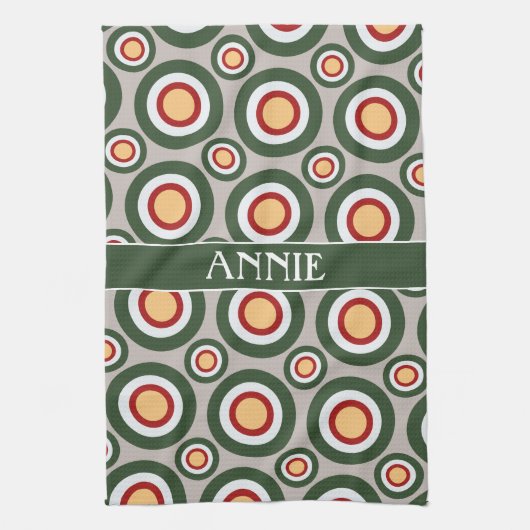 Cirkels Grijs Groen Minimaal Patroon Theedoek (Verticaal)