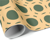 Cirkels Groen Geel Minimaal Patroon Cadeaupapier (Rol Hoek)