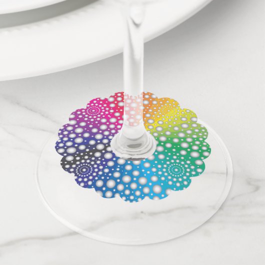 Cirkels Mandala 2 Wijnglaslabel (Dichtbij)