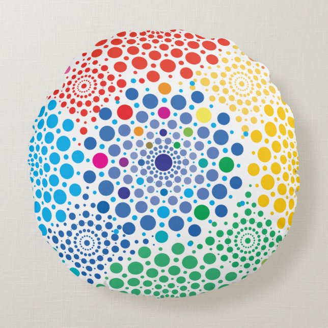 Cirkels Mandala 3 Rond Kussen (Voorkant)