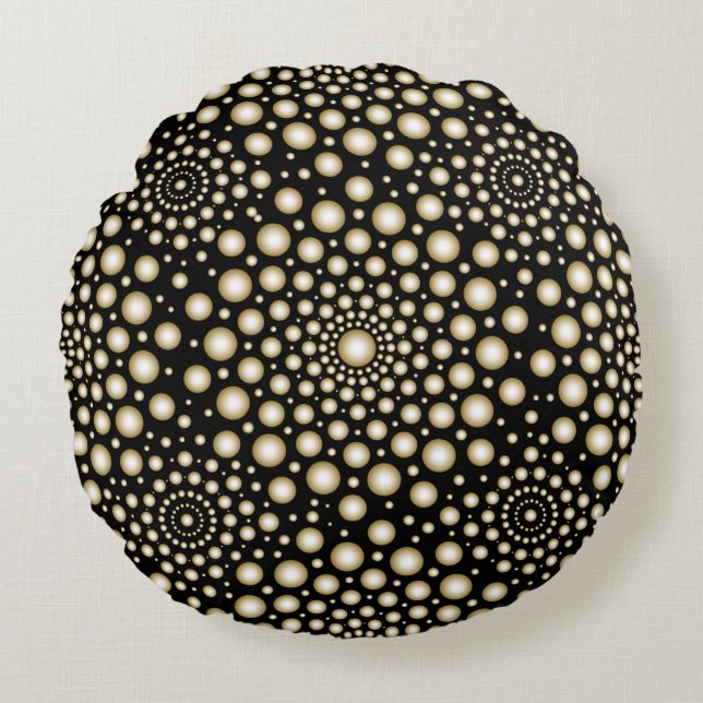 Cirkels Mandala Rond Kussen (Voorkant)