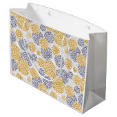 Cirkels met een gele en blauwe luipaardhuidsprint groot cadeauzakje (Achterkant Gekanteld)