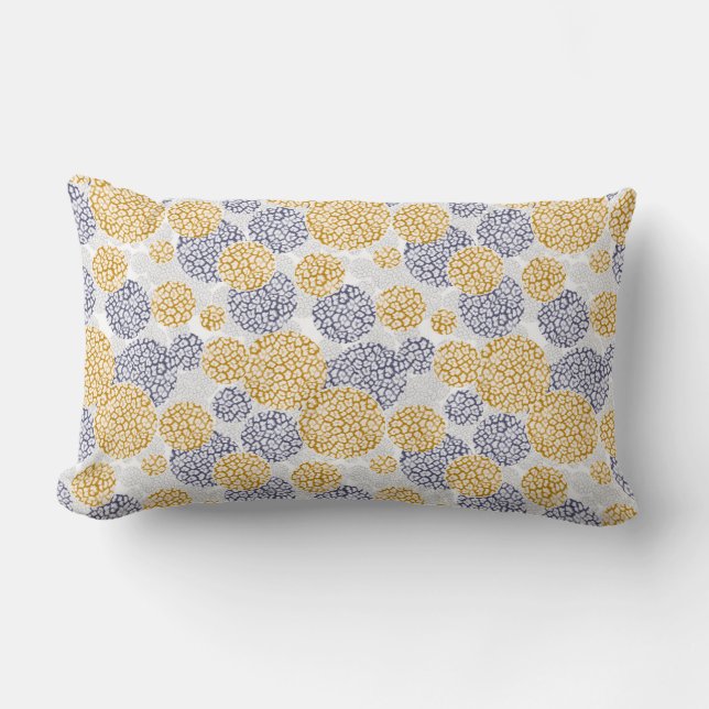 Cirkels met geel en blauw luipaadprint  kussen (Voorkant)