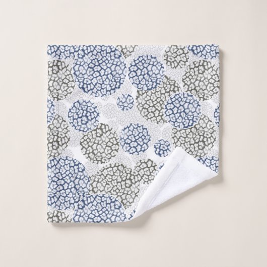 Cirkels met grijze en blauwe luipaardhuidsprint bad handdoek (Wasdoekje)