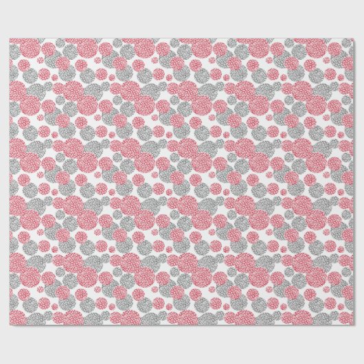 Cirkels met grijze en rode luipaardhuidsprint cadeaupapier (Vlak)