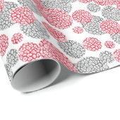 Cirkels met grijze en rode luipaardhuidsprint cadeaupapier (Rol Hoek)