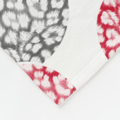 Cirkels met grijze en rode luipaardhuidsprint fleece deken (Hoek)