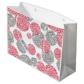 Cirkels met grijze en rode luipaardhuidsprint groot cadeauzakje (Achterkant Gekanteld)