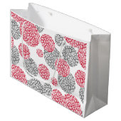 Cirkels met grijze en rode luipaardhuidsprint groot cadeauzakje (Voorkant Gekanteld)