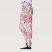 Cirkels met grijze en rode luipaardhuidsprint leggings (Links)