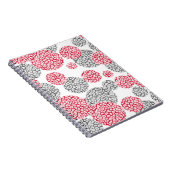 Cirkels met grijze en rode luipaardhuidsprint notitieboek (Rechterzijde)