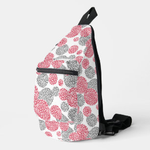 Cirkels met grijze en rode luipaardhuidsprint sling bag