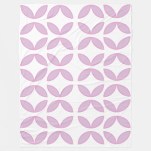 cirkels met roze en witte bladen en ruitenpatroon fleece deken