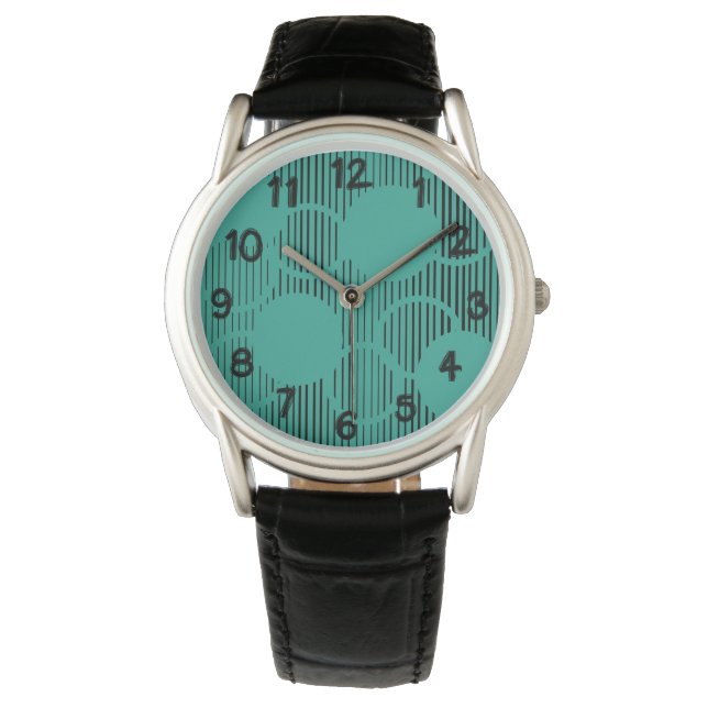 Cirkels met turquoise Linde Horloge (Voorkant)