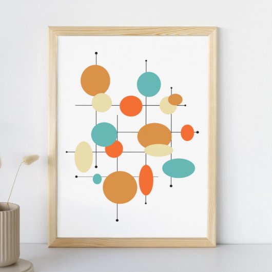 Cirkels Midden Eeuw Moderne Stijl Poster