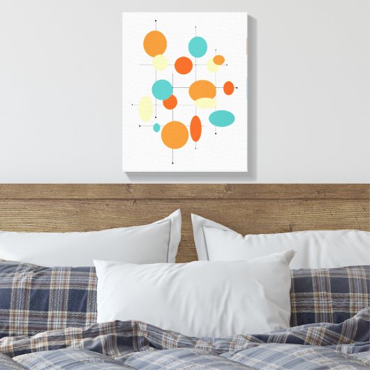 Cirkels Mideeuw Modern 11 "x 14"Verpakt Canvas (Insitu (Slaapkamer))