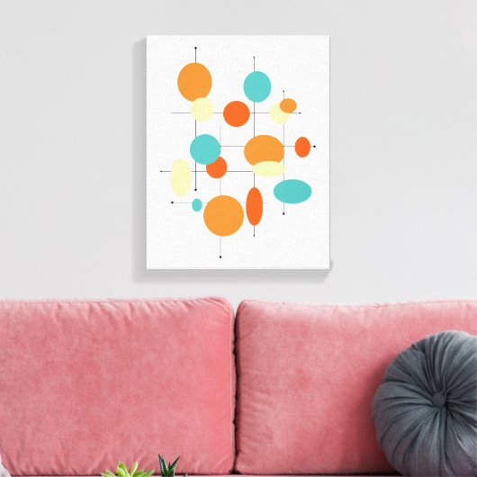 Cirkels Mideeuw Modern 11 "x 14"Verpakt Canvas Afdruk (Insitu (Woonkamer))