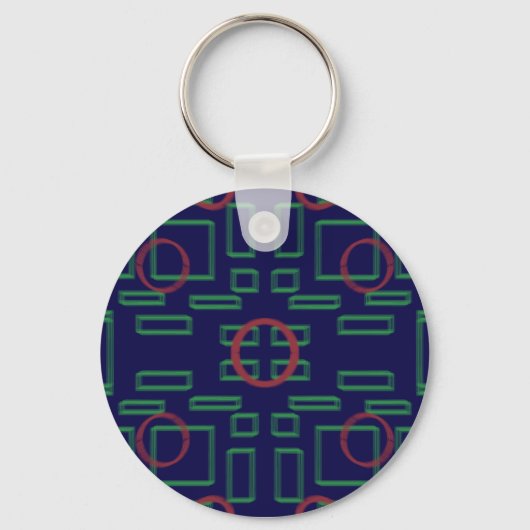 Cirkels op Blauw Groen Geometrisch Sleutelhanger (Voorkant)