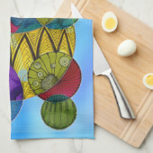 Cirkels op blauwe keukenhanddoek (Quarter Fold)