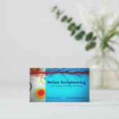 Cirkels op blauwe Visitekaartjes (Staand voorkant)