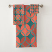 Cirkels op cirkels - Oranje, Blauwgroen Bad Handdoek (Insitu)