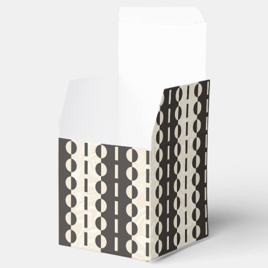Cirkels op Strepen - Charcoal Cream Klassieker Bedankdoosjes (Geopend)