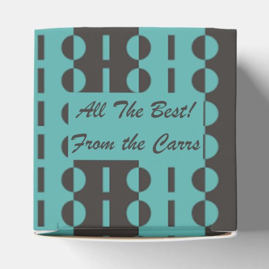 Cirkels op Strepen - Houtskool Aqua Blauwe Klassie Bedankdoosjes (Bovenkant)