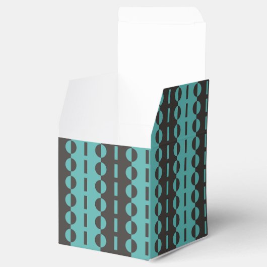 Cirkels op Strepen - Houtskool Aqua Blauwe Klassie Bedankdoosjes (Geopend)