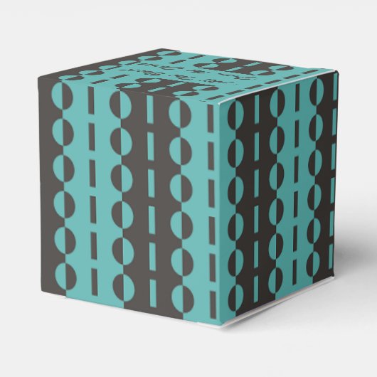 Cirkels op Strepen - Houtskool Aqua Blauwe Klassie Bedankdoosjes (Achterkant)