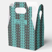 Cirkels op Strepen - Houtskool Blauwe Aqua Gevel Bedankdoosjes (Geopend)