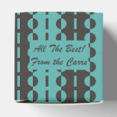 Cirkels op Strepen - Houtskool Blauwe Aqua Hart Bedankdoosjes (Bovenkant)