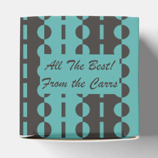 Cirkels op Strepen - Houtskool Blauwe Aqua Hart Bedankdoosjes (Bovenkant)