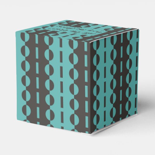 Cirkels op Strepen - Houtskool Blauwe Aqua Hart Bedankdoosjes (Achterkant)