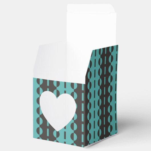 Cirkels op Strepen - Houtskool Blauwe Aqua Hart Bedankdoosjes (Geopend)