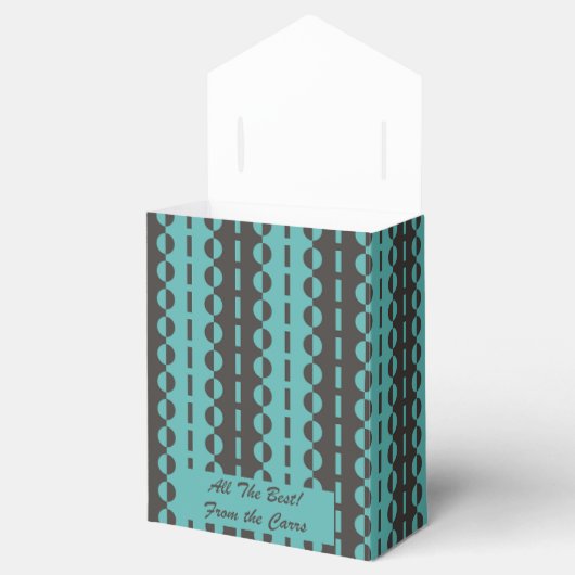 Cirkels op Strepen - Houtskool Blauwe Aqua Tent Bedankdoosjes (Geopend)