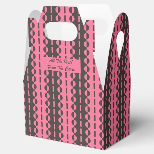 Cirkels op Strepen - Houtskool en Roze Giebel Bedankdoosjes (Geopend)