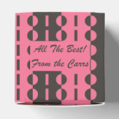 Cirkels op Strepen - Houtskool en Roze Klassiek Bedankdoosjes (Bovenkant)