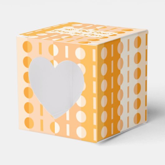 Cirkels op Strepen-Oranje Perzik Ombre Hart Bedankdoosjes (Voorkant Zijde)