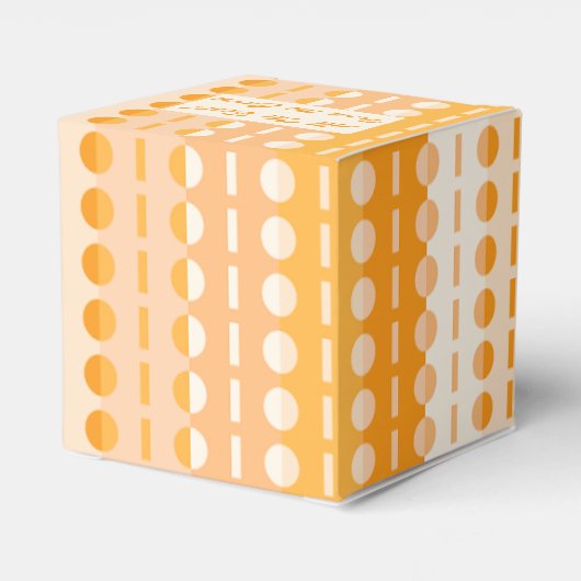 Cirkels op Strepen-Oranje Perzik Ombre Hart Bedankdoosjes (Achterkant)