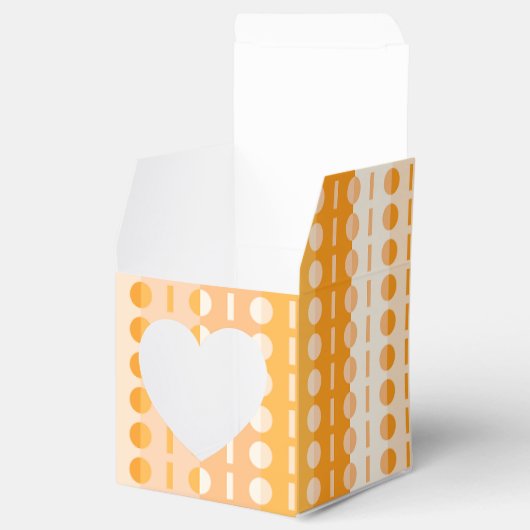 Cirkels op Strepen-Oranje Perzik Ombre Hart Bedankdoosjes (Geopend)