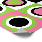 Cirkels Patroon Retro Roze Groen Zwart Wit Poster (Hoek)