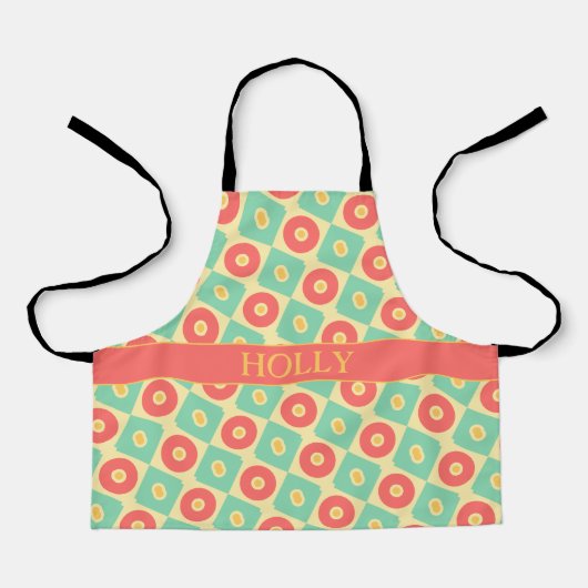 Cirkels Peach Navy minimaal patroon Schort (Voorkant)